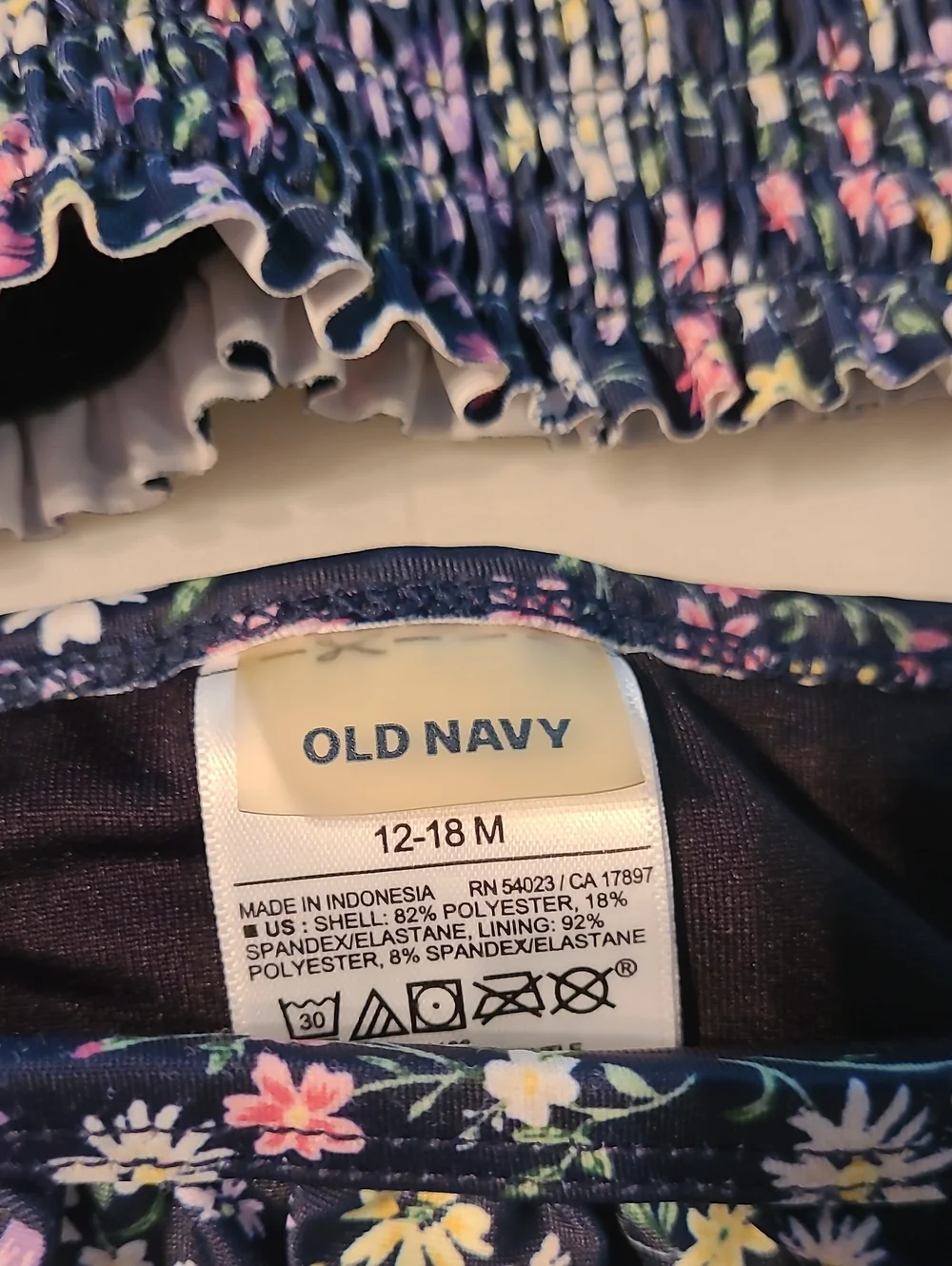 Old Navy Navy Floral Smocked Bikini Set